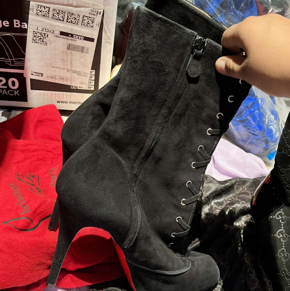 Black Christian Louboutins Boot Heels